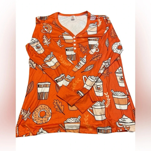 🍁☕️ Fall 2 piece pajama set size Large🍁☕️ - Picture 2 of 8